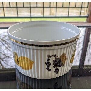 Vtg Royal Worcester Evesham 6" Gold Souffle Casserole Dish Shape 46 #2 Lemon